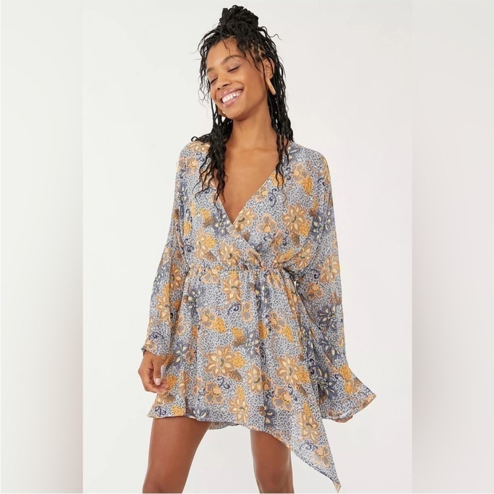 NWT Free People Teegan Mini Dress Size Medium Floral Boho B9